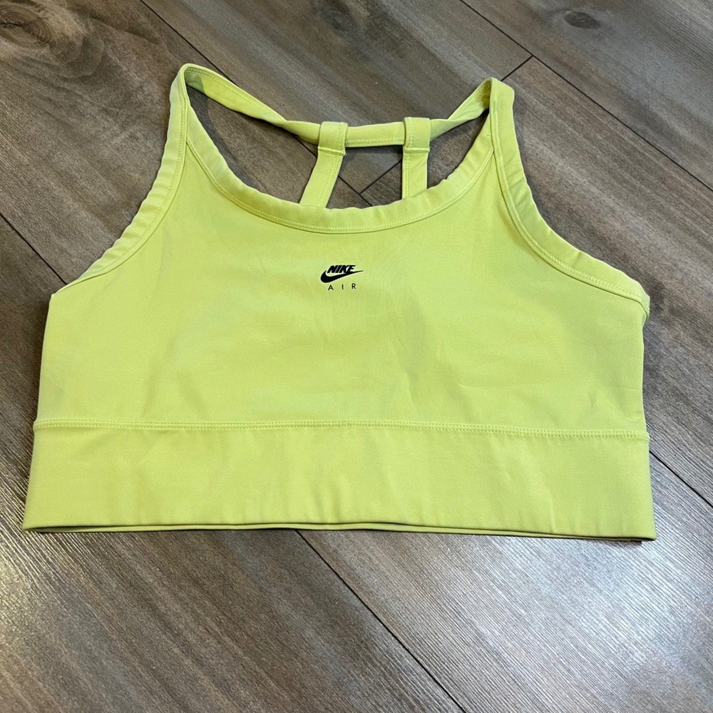 Nike Dri-Fit Light Yellow/Green Sports Bra Top Women's Size L Gym Workout‎